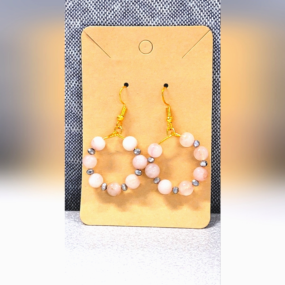 Rose Quartz Hoop Earrings 22$